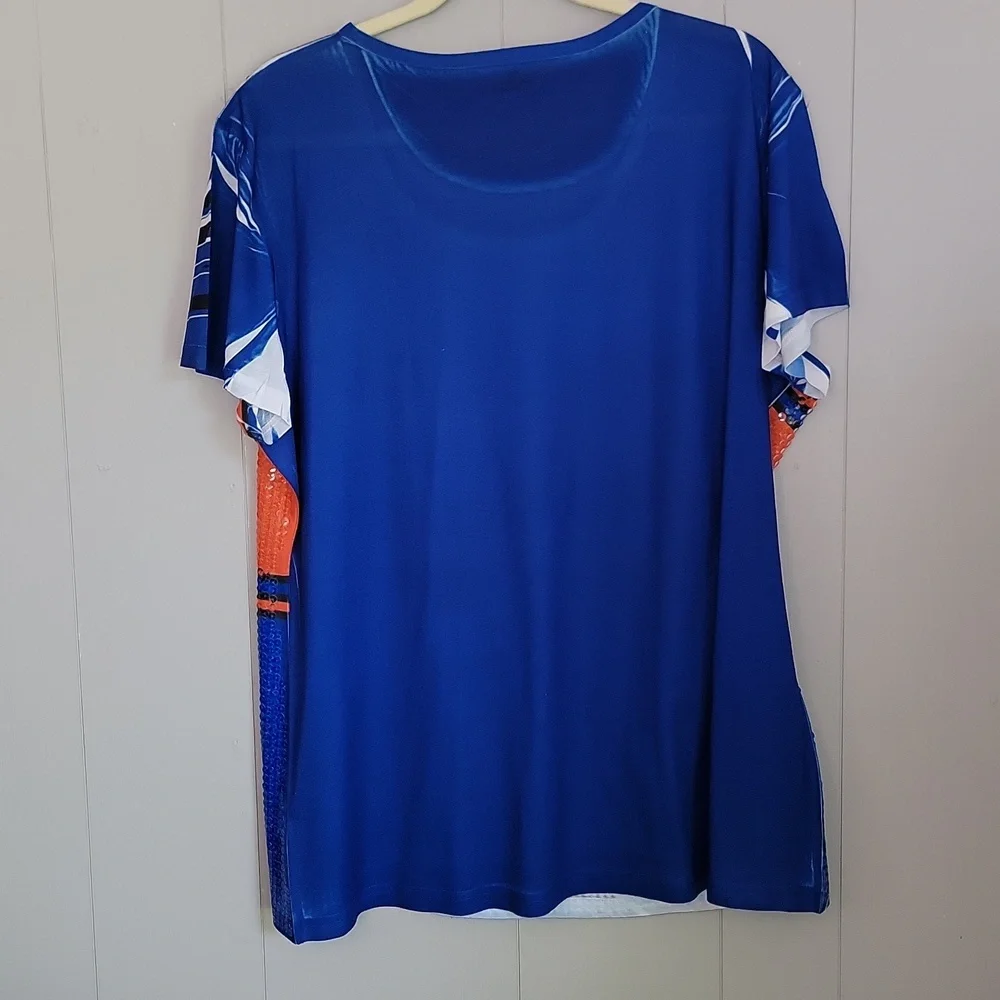 Nascar Hendrick Over The Wall Sequins Top Blue XXL Shiny Short Sleeve T-Shirt - Picture 2 of 3